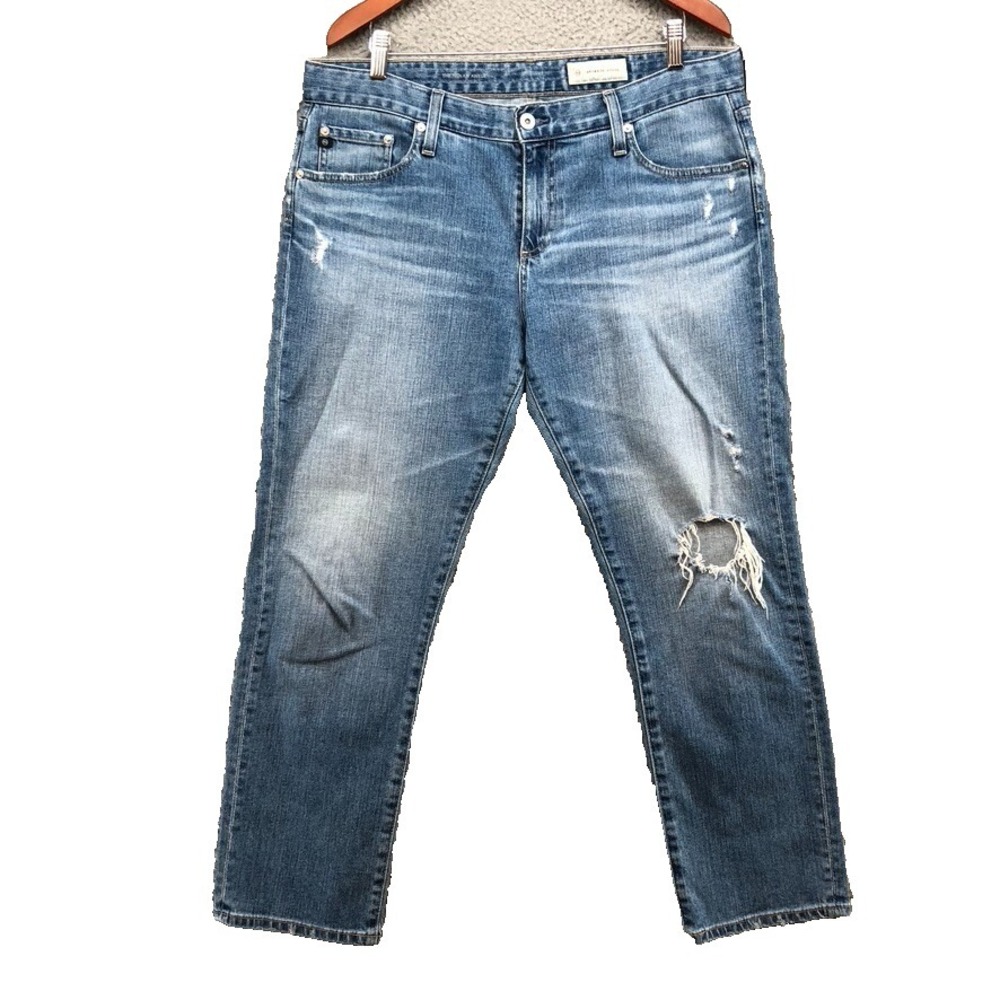 AG Anthropologie The Nolan Mid‎ Rise Ankle Jeans Womens 32 14 Regular Blue Denim